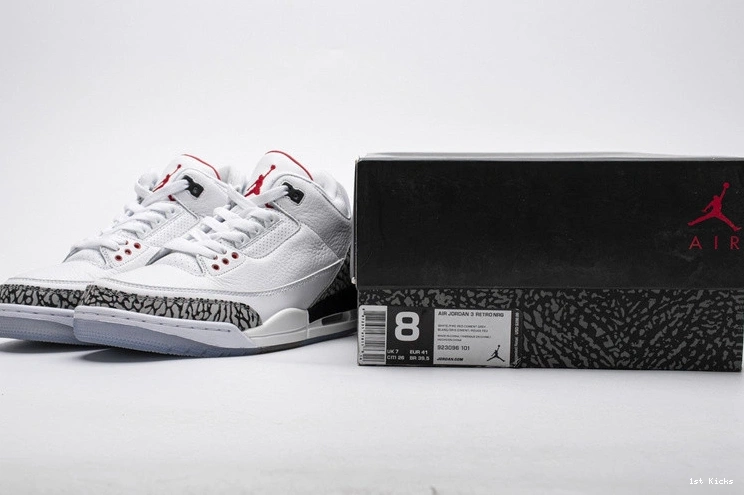 Free Line 3 Cement Retro Jordan  Throw 923096-101 White 1112